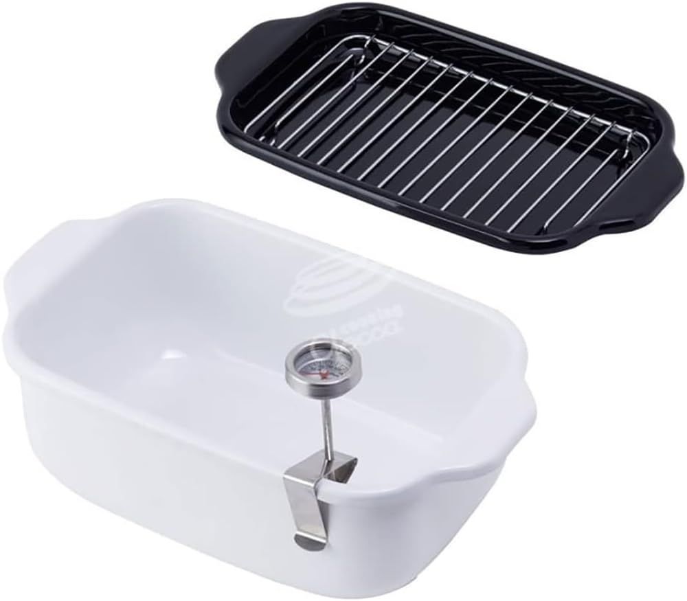 バット 揚げ物 IH対応 スノコ付き 温度計付 ホワイト 角型 ホーロー TP-20K 天ぷら鍋 Horo) W 富士ホーロー(Fuji