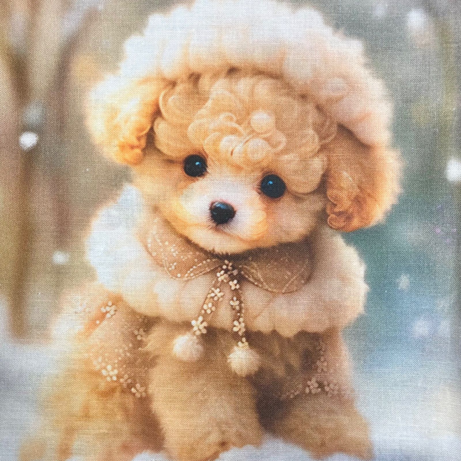 可愛いトイプー、ポメラニアンパネル生地　ハンドメイド 可愛いポメラニアン、柴犬、ダックスフンドパネル生地 ハンドメイド