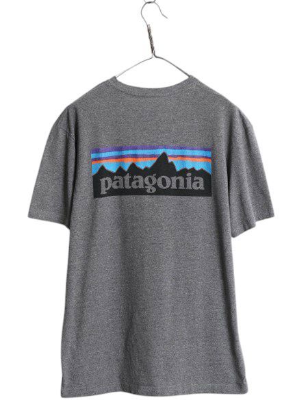 【お得なクーポン配布中!】 パタゴニア 両面 プリント 半袖 Tシャツ メンズ M / 19年製 アウトドア P6 ボックスロゴ バックプリント カットソー ゆったり シンプル 灰