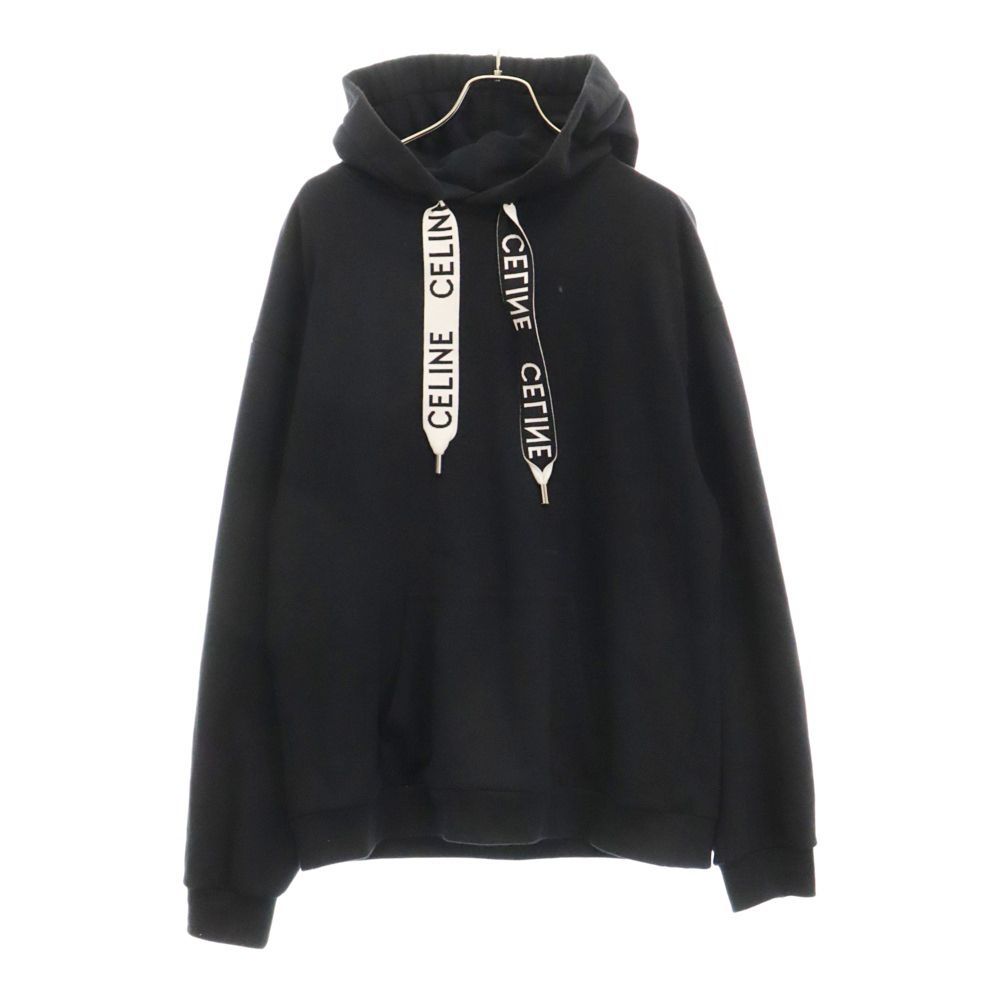 CELINE (セリーヌ) 21AW Loose Sweatshirt In Cotton Fleece ドローコード プルオーバー フーディー スウェット パーカー ブラック 2Y468670Q