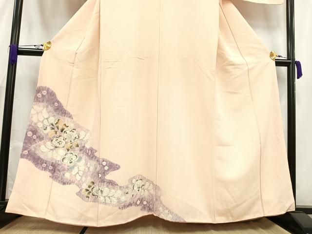 平和屋着物●訪問着　作家物　辻が花　絞り　舞花文　暈し染め　銀通し地　ロング丈　正絹　逸品　AAAZ4830ck 平和屋着物○訪問着 作家物 辻が花 絞り 舞花文 暈し染め 銀