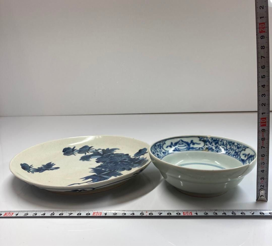 江戸中期 古伊万里・藍九谷 皿2点 21/14㎝ 東Y5-1018① - メルカリ