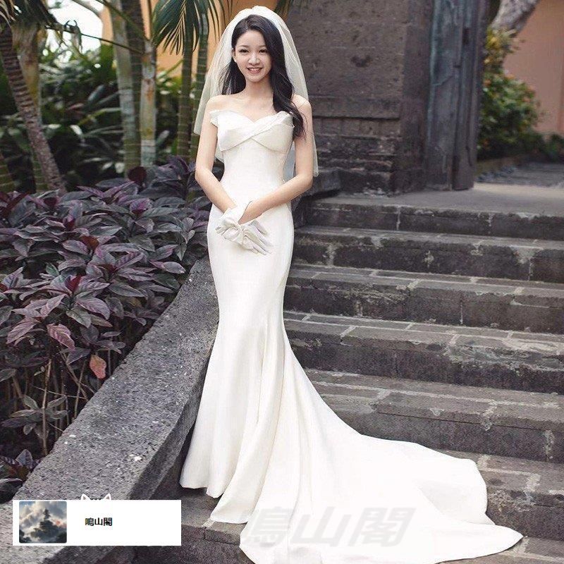 ウエディングドレス マーメイドライン 大きいサイズ 二次会 花嫁 結婚式 白 ロングドレス トレーンドレス スレンダーライン チューブトップWP数量 価格926