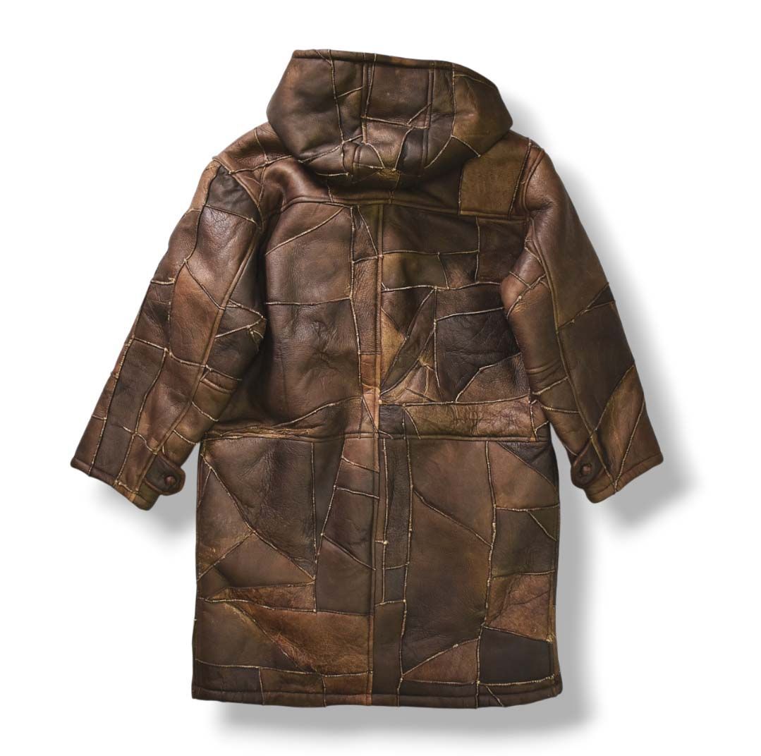 HAI SPORTING GEAR / Archive/80s～/パッチワークムートンレザージャケット/SIZE:M/ブラウン/イッセイミヤケ HAI SPORTING GEAR◇Archive/80s〜/パッチワークムートンレザー