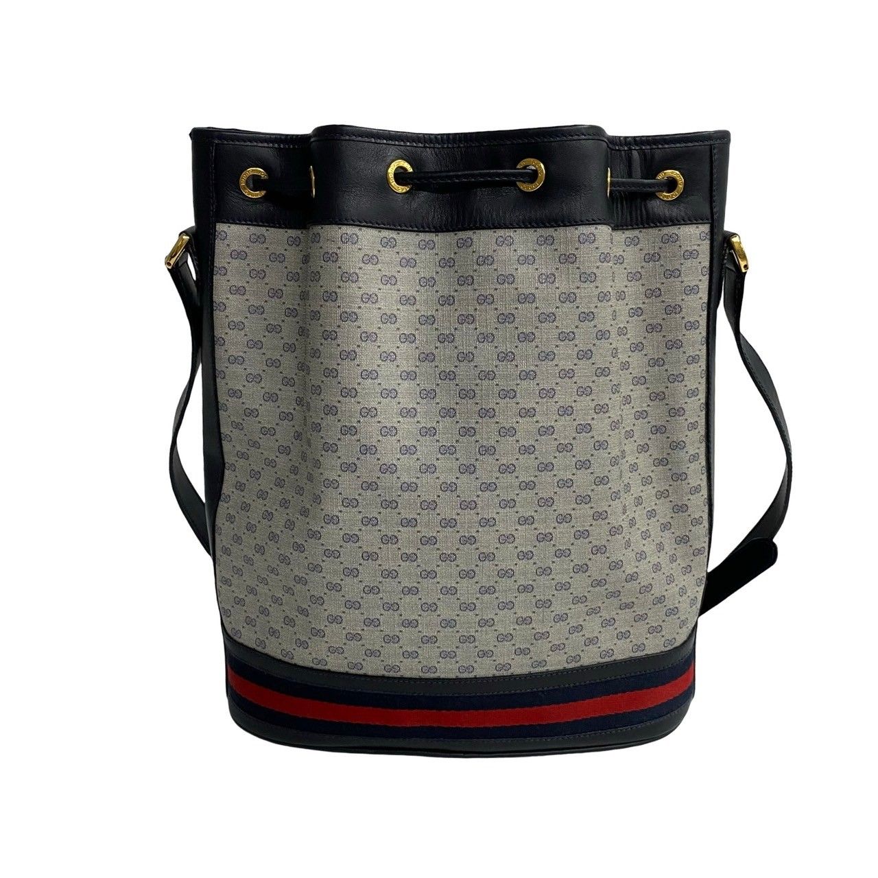オールドグッチ ネイビー シェリーライン トートバッグ ハンドバッグ ほぼ未使用 GUCCI グッチ オールドグッチ シェリーライン