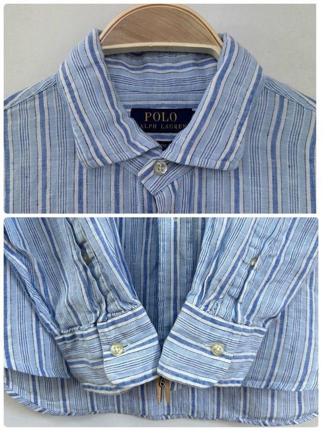 f26 POLO RALPH LAUREN リネン100%長袖シャツ　ポニー刺繍 POLO Ralph Lauren ポロラルフローレン ポニー刺繍ロゴ リネン