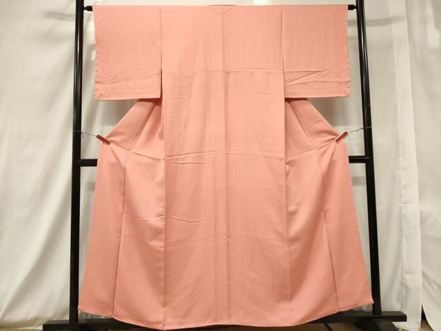 平和屋着物▽上質な色無地 単衣 檜垣地紋 薄梅鼠色