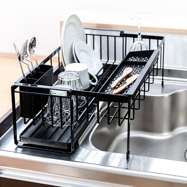 にく 山崎実業 tower 水切りラック スペース広がる 伸縮 1段 スチール