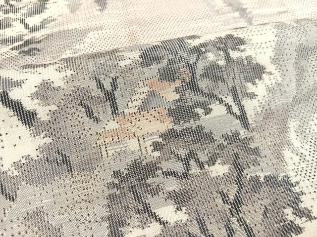 平和屋着物○本場大島紬 白大島 総絣 風景樹林文 正絹 逸品 AAAW1822ph