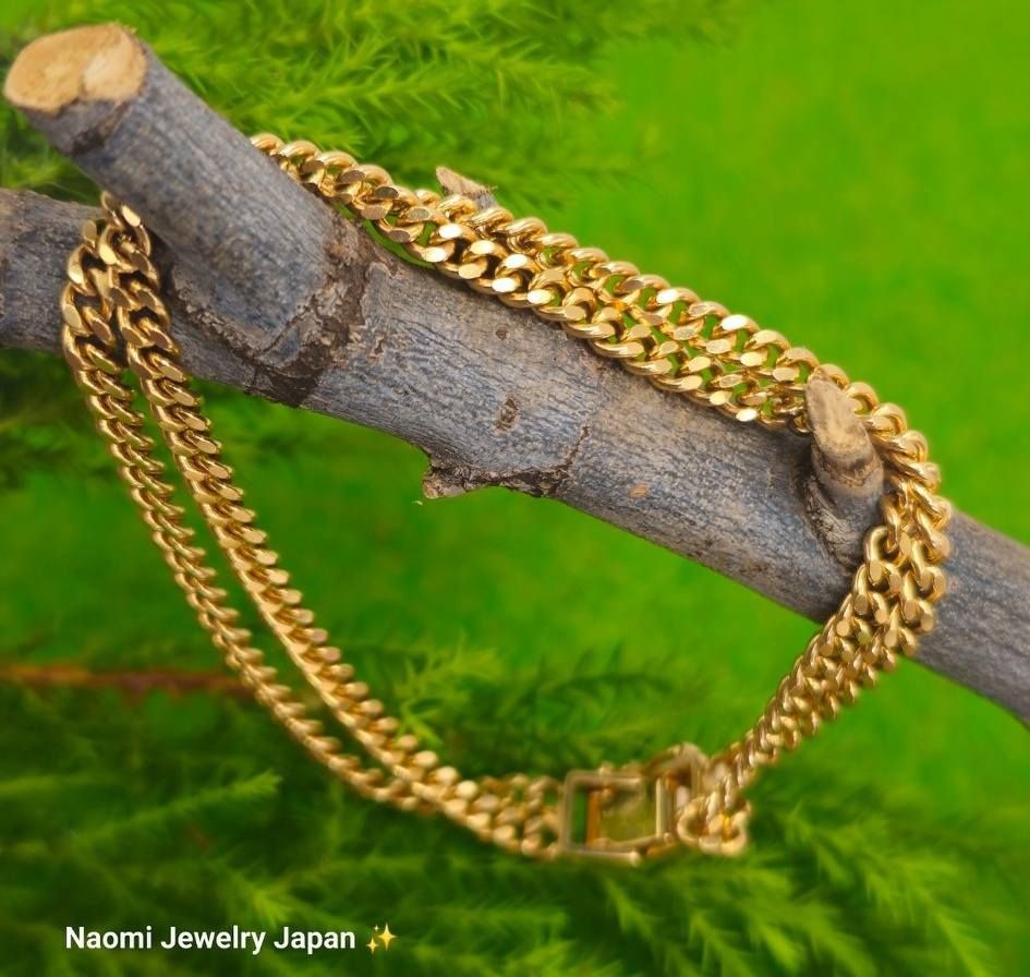 K18】ゴールド 二重チェーン ブレスレット 4℃ ゴールド 二重チェーン