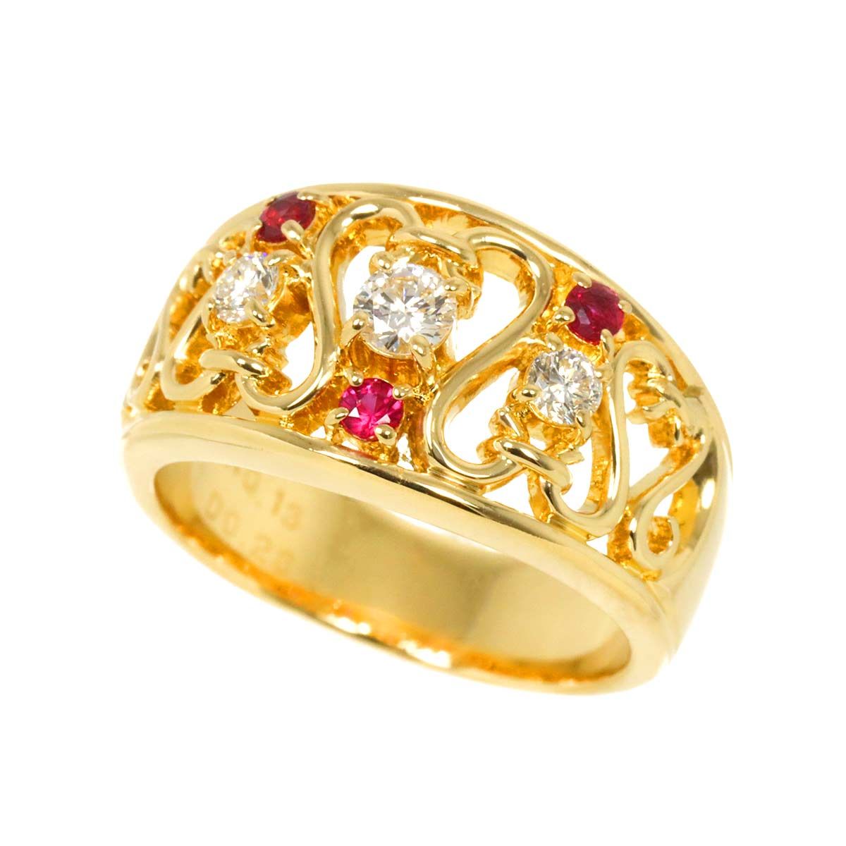 CELINE リング セリーヌ CELINE 12.5号 リング ルビー 0.13ct ダイヤ 0.28ct