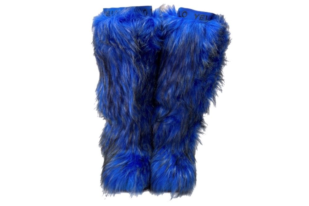 イエロー YELLO BEAR HUG LONG BOOTS ファー ロングブーツ 厚底 ロゴ プリント 平成 Y2K BLUE レディース靴 ブーツ その他 ブルー XL 104S-1013