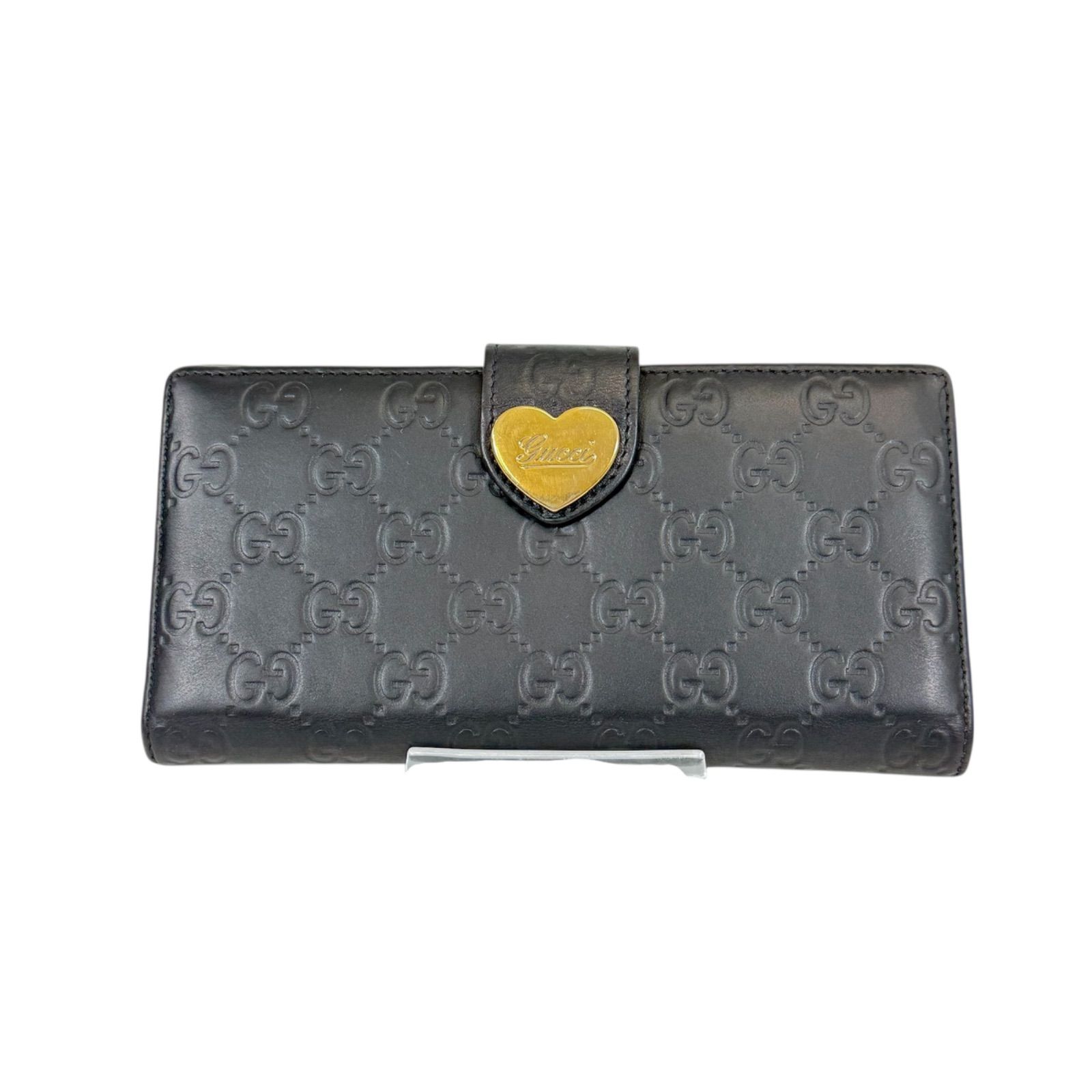 美品✨GUCCI 長財布 ラブリーハート シマ Wホック エナメル レッド