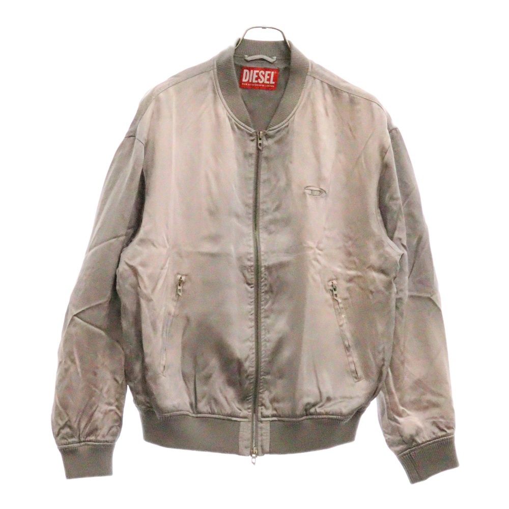 DIESEL J-MARTEX Dロゴ サテンジャケット ブルゾン シルバー DIESEL (ディーゼル) J-MARTEX Dロゴ サテンジャケット ブルゾン