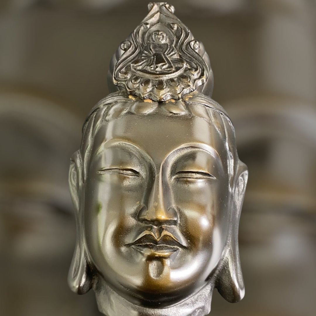 金属製 仏像 観音菩薩 夢違観音 仏面 壁掛けレリーフ 壁掛け