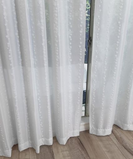 カエイレース(Kaei-lace)日本製パイルミラーレ-スカ-テン遮像性高機能遮熱断熱保温UVカット水玉柄ドット柄幅200cmx丈176cmホワイト1枚組