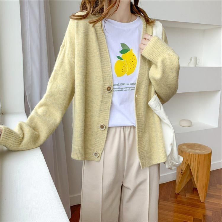 ニットカーディガン レディース カーディガン 前開き 羽織り レギュラー丈 おしゃれ vネック ニットセーター 長袖 厚手 ニットトップス 防寒 アウター 暖かい 大人 シンプル お洒 lan 6718