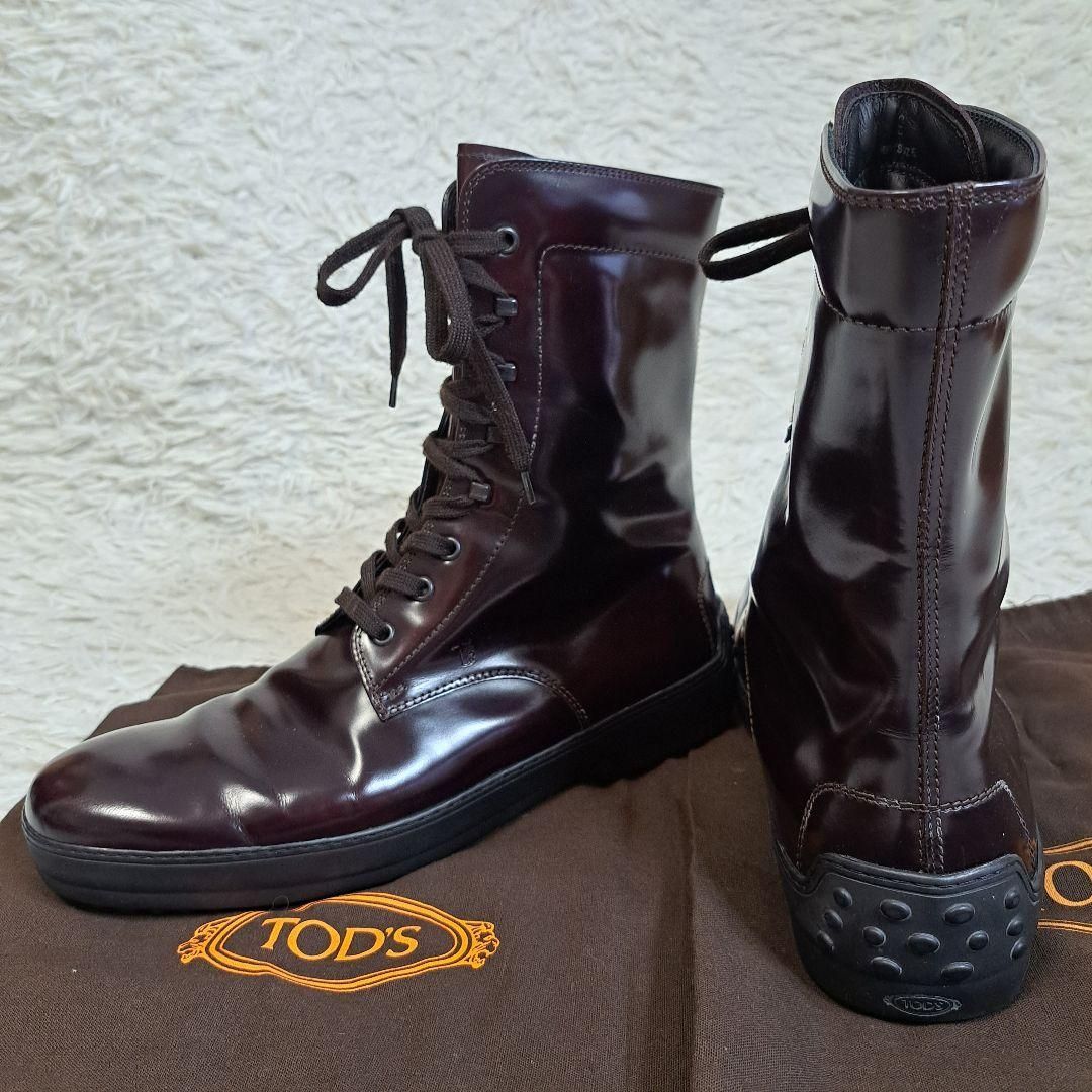 TOD S トッズ メンズ ゴンミーニ レースアップブーツ ミドル レザー ボルドー US9 レースアップ 男女兼用 ユニセックス メンズ レディース