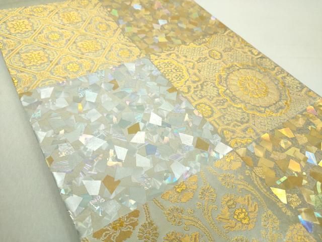 平和屋着物●金彩友禅作家　金彩の魔術師　堀省平　金煌織　太鼓柄袋帯　花丸文　金銀彩　正絹　逸品　DABE5098ps 平和屋着物○金彩友禅作家 金彩の魔術師 堀省平 金煌織 太鼓柄袋帯 市