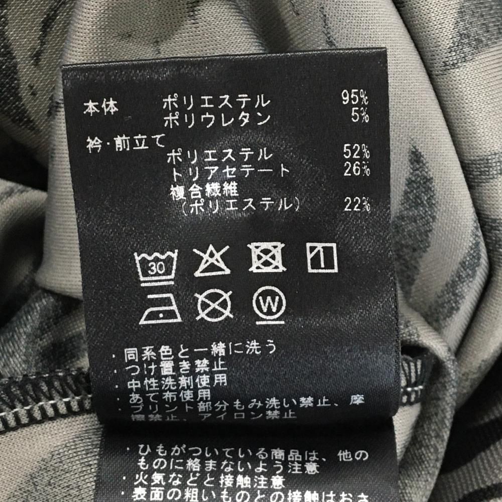 超美品】デサントゴルフ 半袖ポロシャツ 黒×グレー リーフ柄