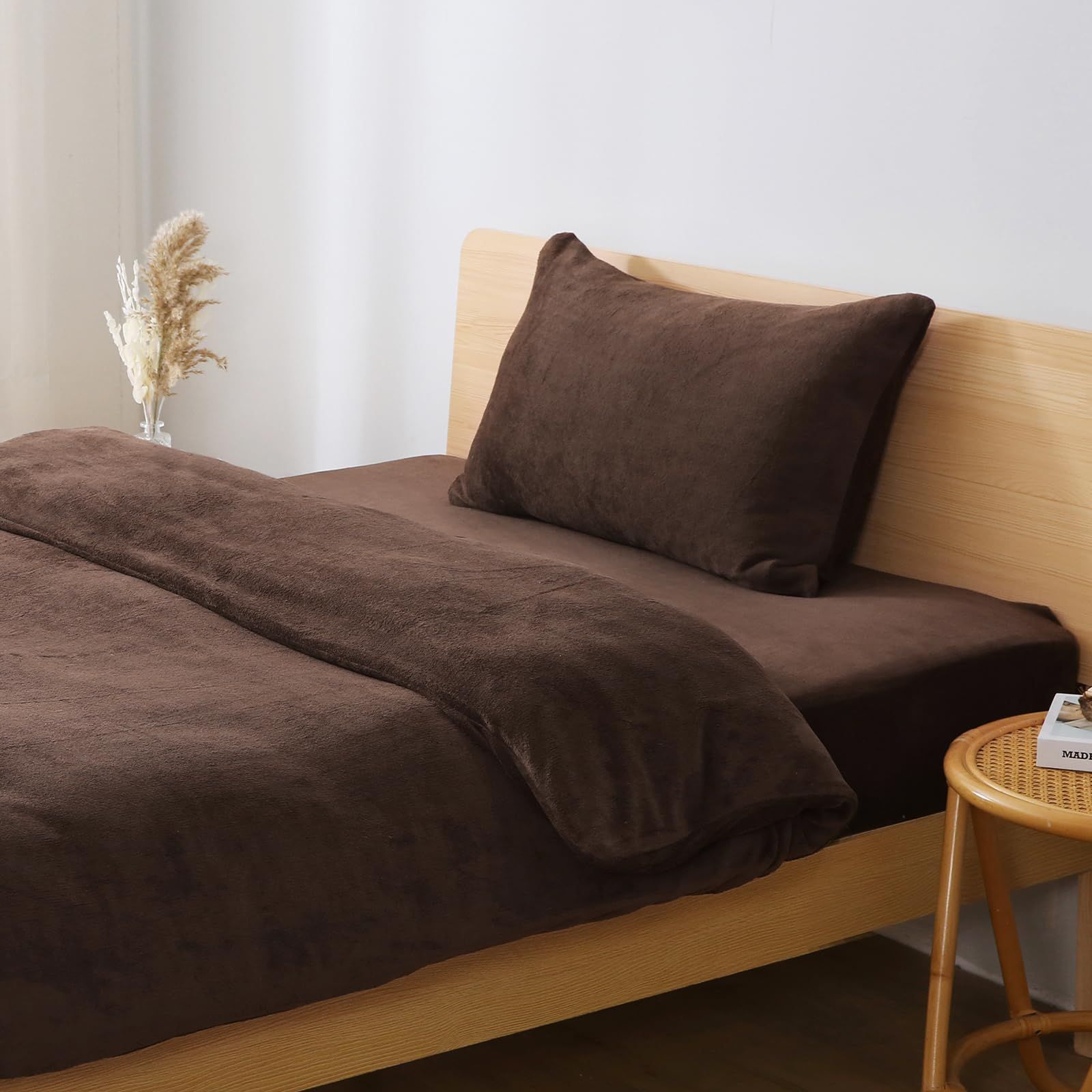 掛け布団カバー ダブル_ブラウン SE 掛け布団カバー ダブル 冬 あったか フランネル ふわふわ マイクロファイバー 掛けふとんカバー かけ布団カバー 毛布にもなる ずれ防止 静電気防止 ブラウン 190X210cm SE Softexly