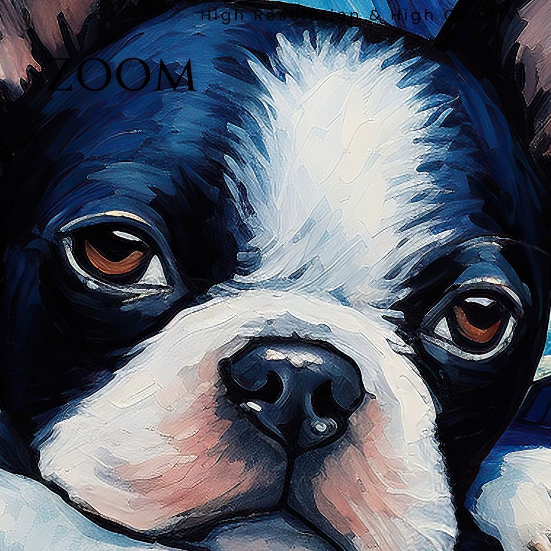 The starry night - Boston Terrier Puppy Dog 01（星降る夜
