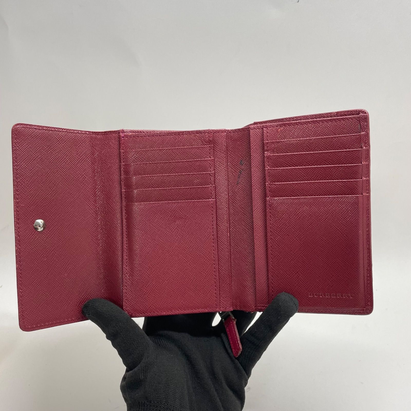 2259 BURBERRY バーバリー 折り財布 ノバチェック レッド レザー