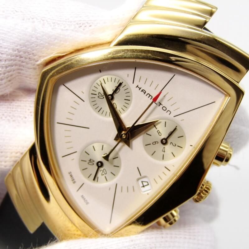 ハミルトンベンチュラ ゴールド クロノグラフ 時計