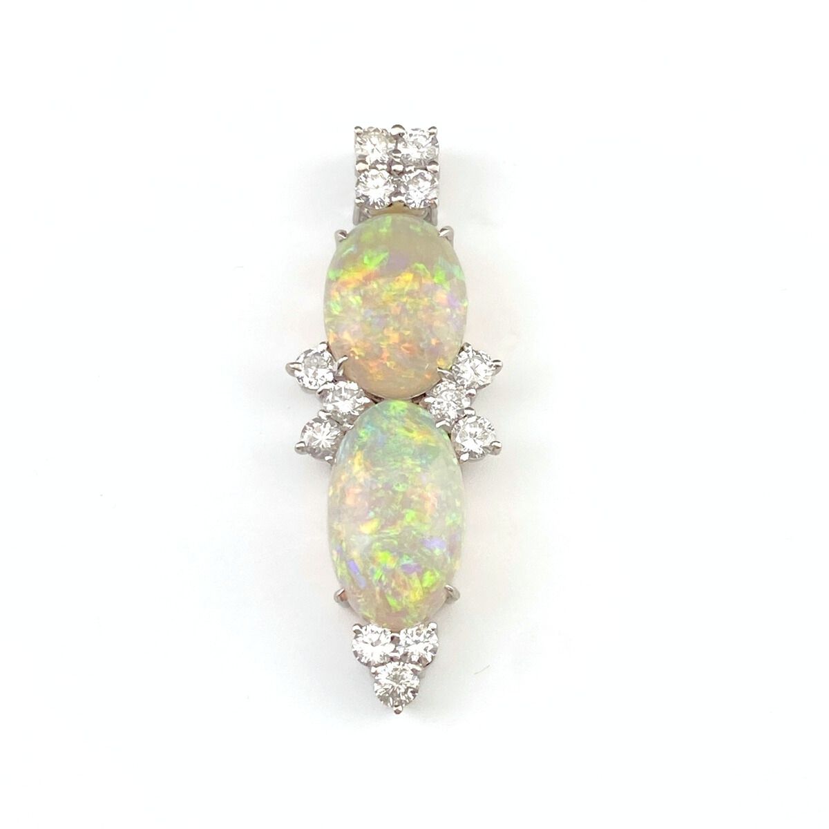 オパール デザインペンダントトップ プラチナ メレダイヤ ペンダント  