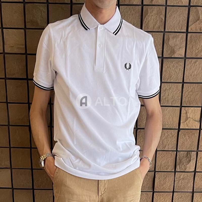☆2025春夏新入荷☆FRED PERRY フレッドペリー M3600 ポロシャツ 刺繍入り 半袖 ホワイト メンズ