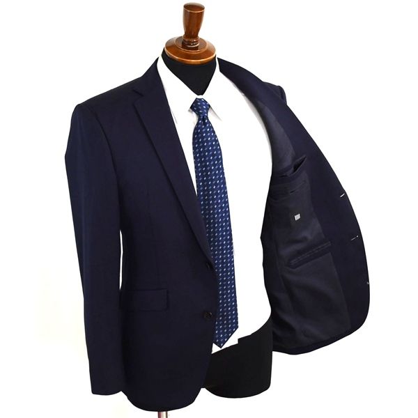 スーツセレクト 100 s生地 2つボタン シングルスーツ S A4 ダークネイビー ノータック 袖口4つ釦 開き見せ BLR9403 夏物 春夏 5XI008 メンズビジネス 202509
