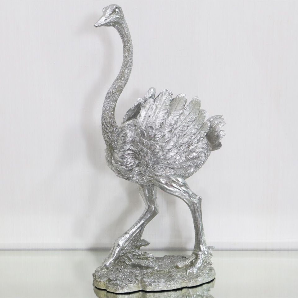 レア銀製品・受賞作品☆ガチョウ silver　　置物　海外製品　手作り ダチョウ オブジェ 置物 グリッター シルバー オーナメント オブジェ