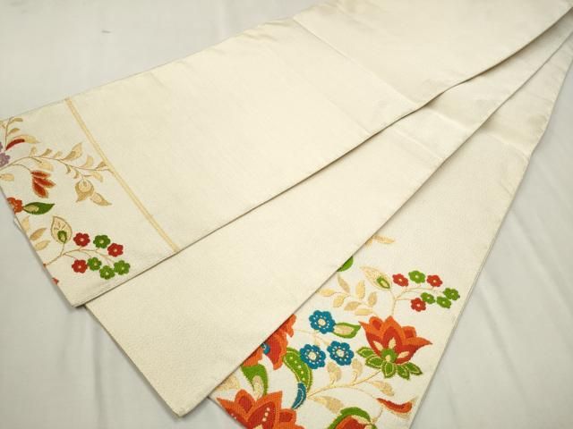 平和屋着物▽太鼓柄袋帯 綴れ 更紗花文 金糸 正絹 逸品 CAAW4698hy