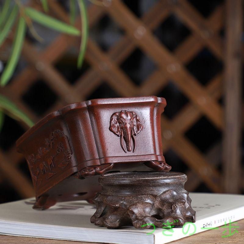 紫砂鉢 鉄画軒万象長方小花鉢 植木鉢 菖蒲盆栽多肉植木鉢小品
