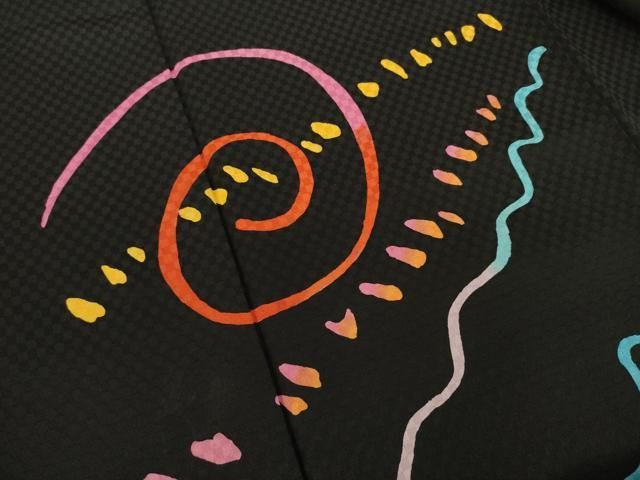 平和屋着物○訪問着 音符 旋律 黒地 正絹 逸品 AAAT2277ck