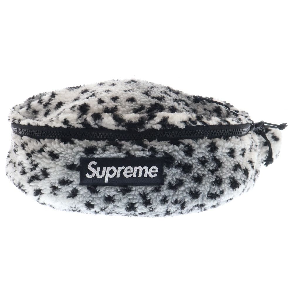 SUPREME シュプリーム 17AW Leopard Fleece Waist Bag レオパード総柄フリースウエストバッグ ホワイト|ブラック