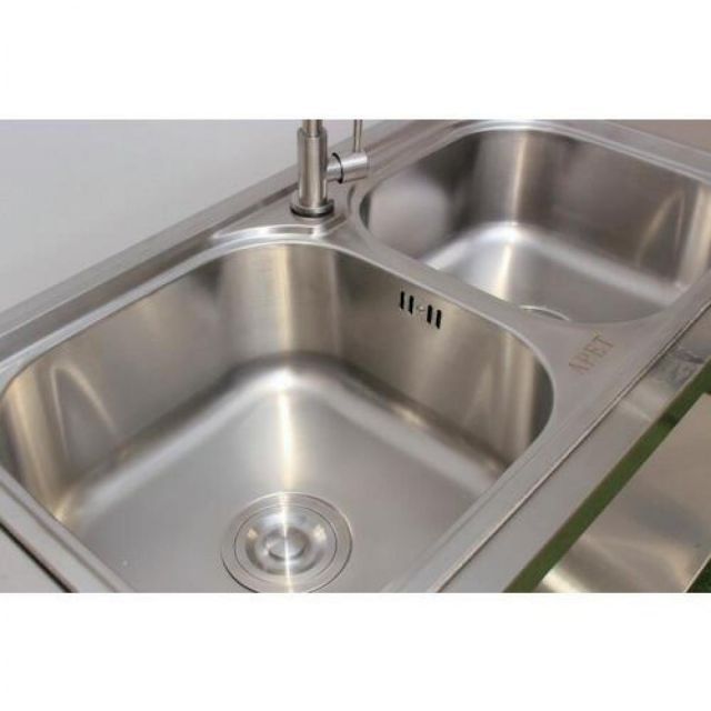 蛇口付きダブルシンクステン流し台