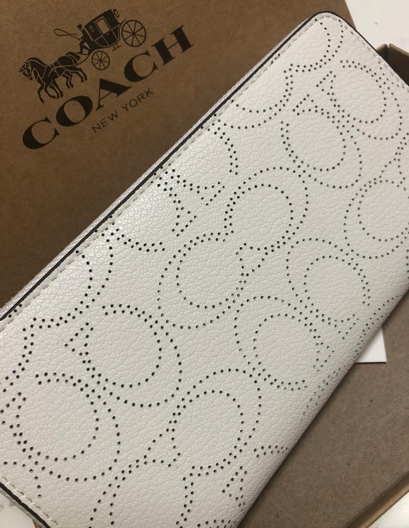 COACH コーチ 新品 ホワイト 長財布 レディース 財布 黒 086 - TR_Shop