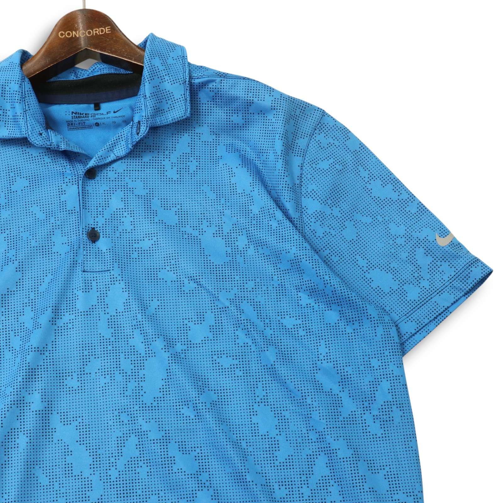 NIKE golf ナイキゴルフ 総柄 ポロシャツ 速乾性 NIKE GOLF ナイキ ゴルフ DRI-FIT 吸水速乾☆ ロゴプリント 半袖