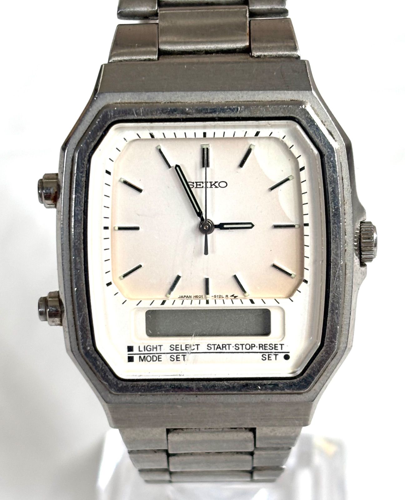 SEIKO H601-5070 白文字盤 セイコー QZ スクエア デジアナ