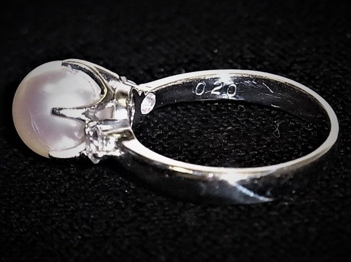 Pt900プラチナ リング 指輪 パール8mm アコヤ真珠 ダイヤ 0.20ct 