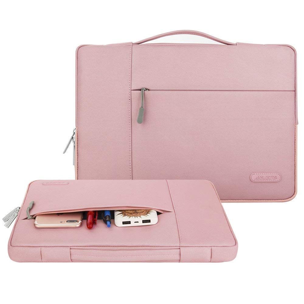 新品 MOSISO ラップトップスリーブケース、対応機種 MacBook Air/Pro、13-13.3インチ、対応機種 MacBook Pro 14インチ M4 M3 M2 M1、ポリエステル 多機能 ブリーフケースバッグ(ピンク)