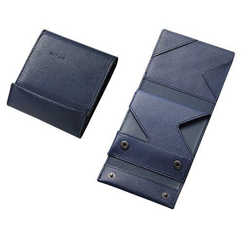 ネイビー [アブラサス 薄い財布 レザー 薄型 メンズ レディース 財布