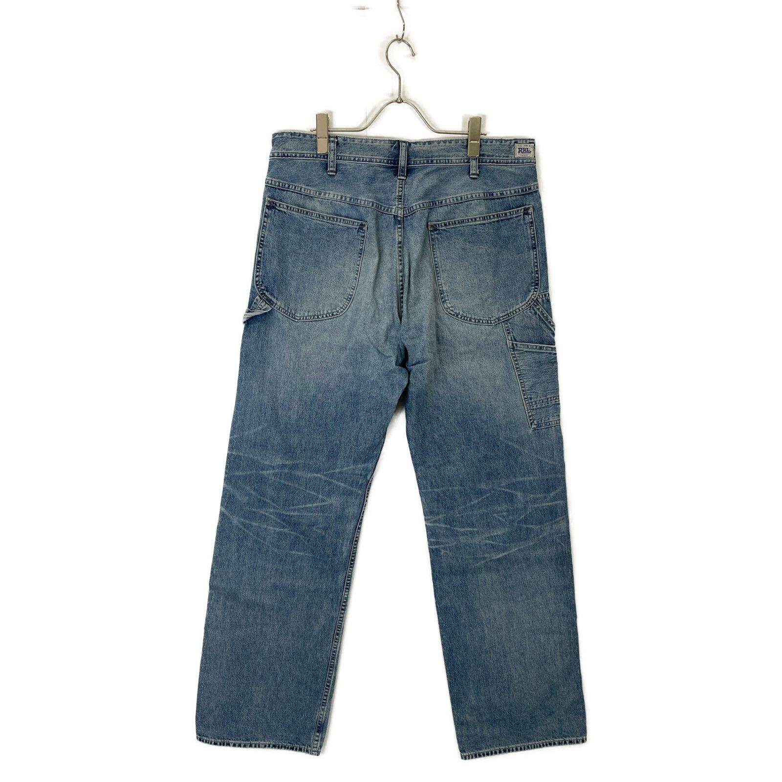 RRL ダメージ加工 ブルーデニム Ralph Lauren RRL ダメージ ストレートジーンズ | ブルー