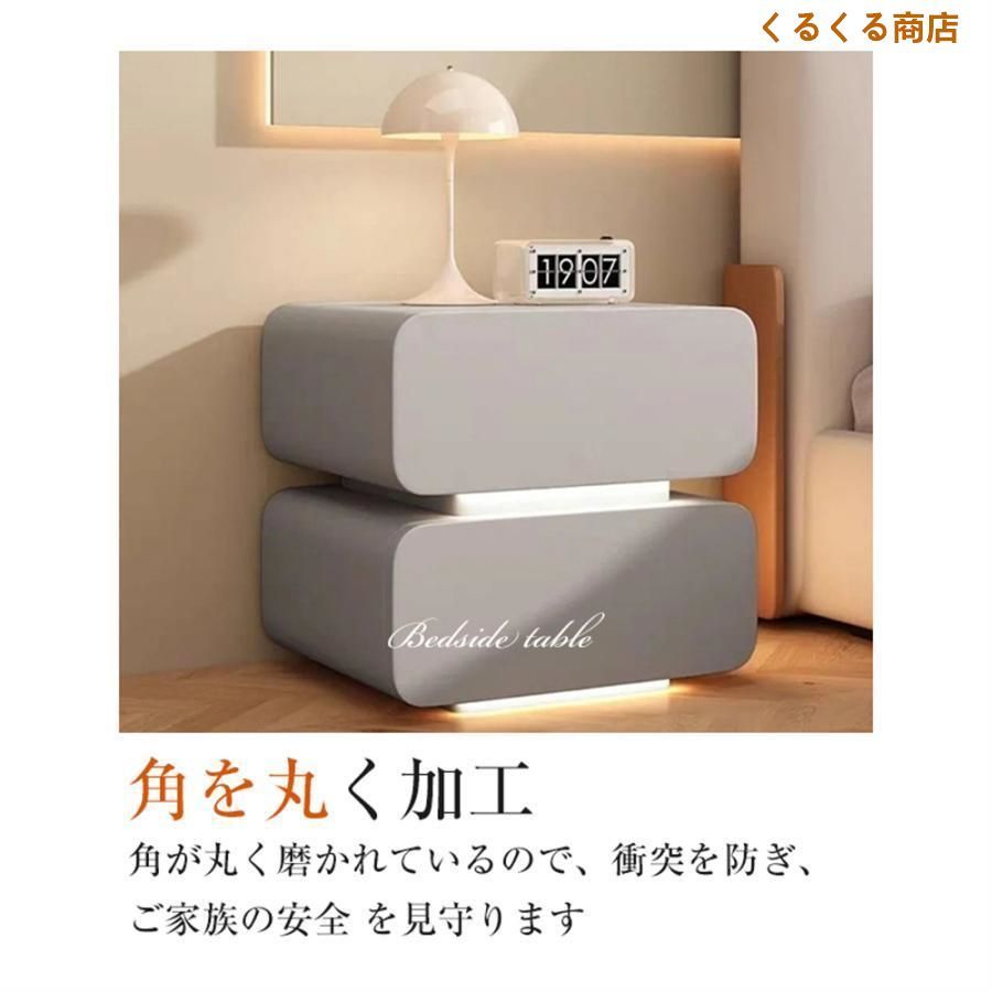 サイドテーブル ナイトテーブル ベットサイドテーブル 韓国インテリア 風 実木製ベッドサイドデスク 組み立て不要 テーブル 簡 引き出し