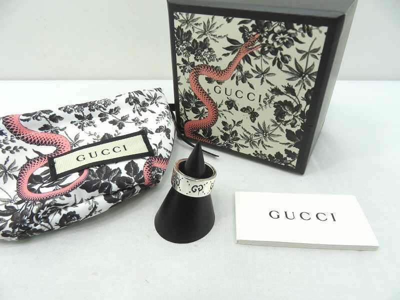 s24g-1146x【中古】GUCCI ｸﾞｯﾁ GG GHOST RING ｺﾞｰｽﾄ ｽｶﾙ ｼﾙﾊﾞｰ