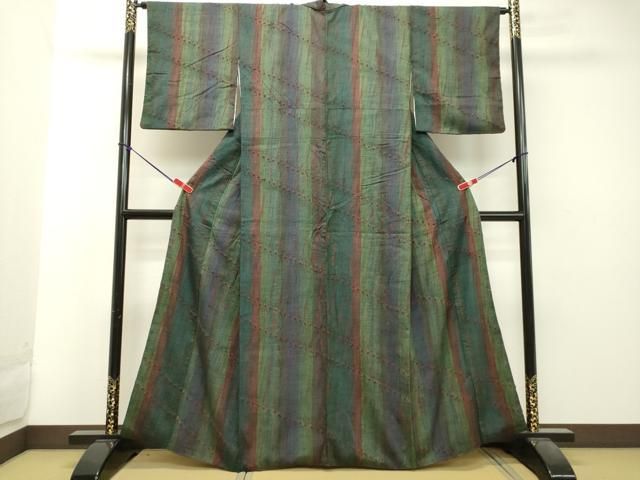 平和屋着物●菅原工房　菅原結作　漢方染紬　紬　総絞り　間道　正絹　逸品　DAAT1439tw 平和屋着物○菅原工房 菅原結作 漢方染紬 紬 総絞り 間道 正絹 逸品