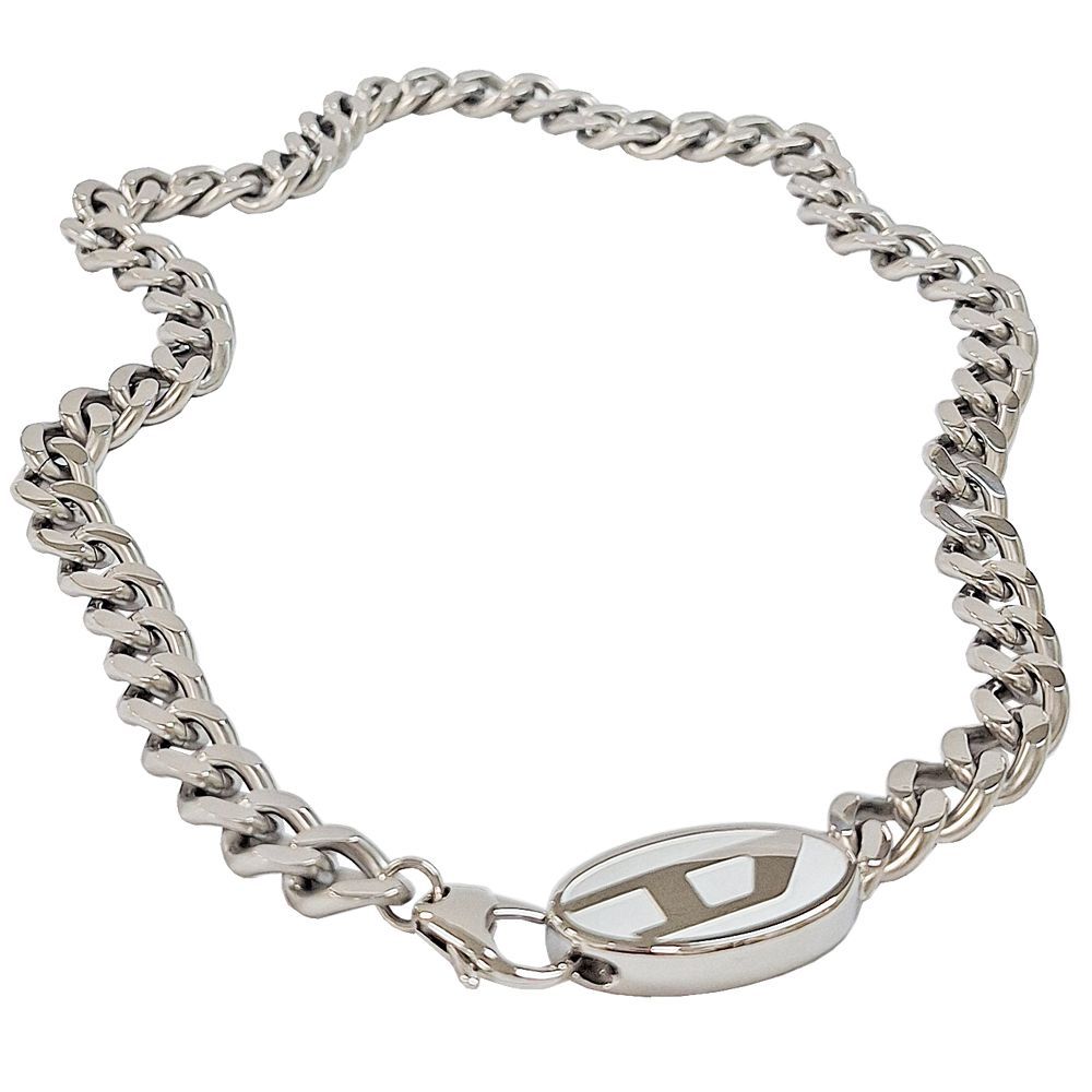 メンズアクセサリー DX1378 Two-Tone Stainless Steel Choker Necklace｜シルバー
