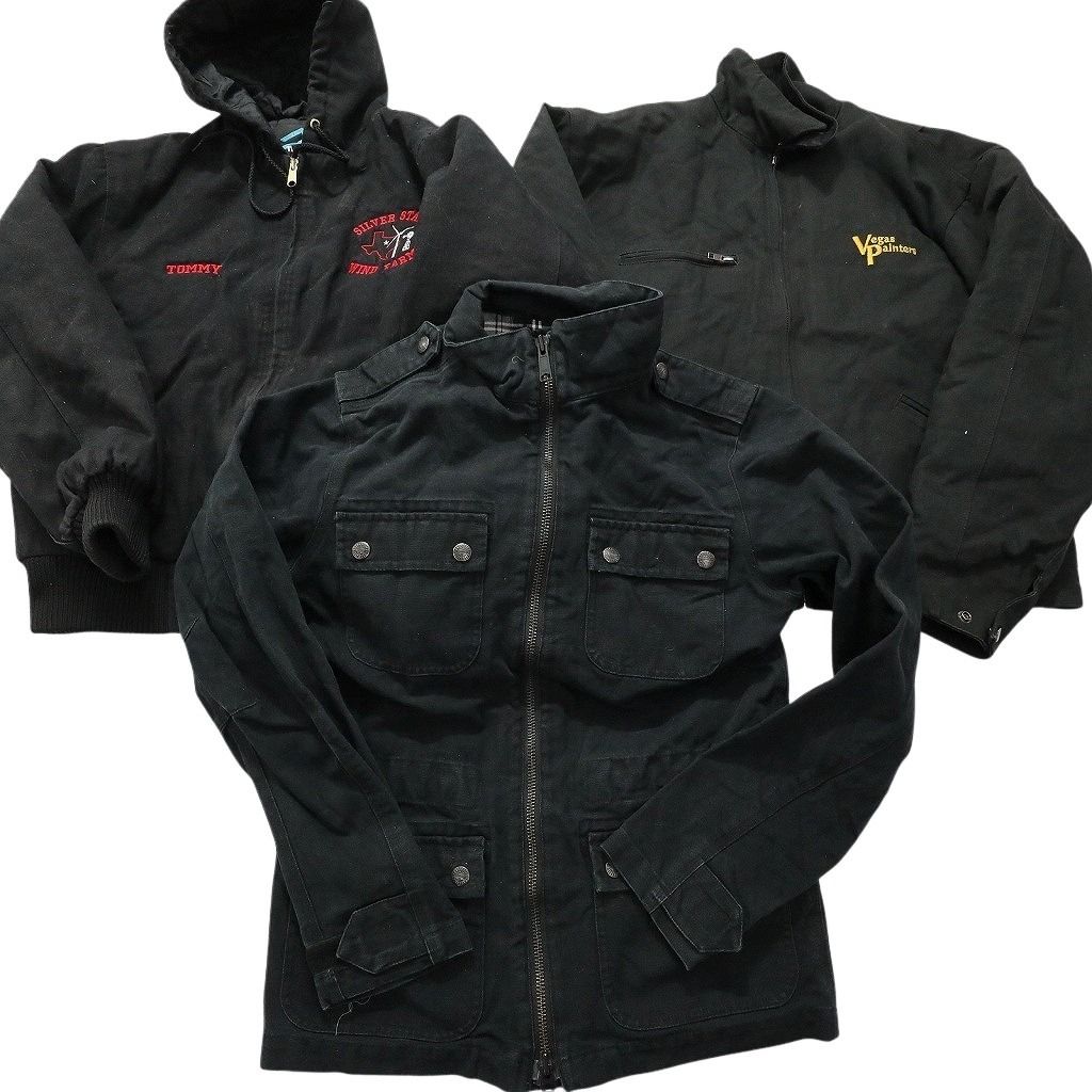 古着卸 まとめ売り ダック地 ジャケット 3枚セット (メンズ 2XL /3XL ) アクティブ型 デトロイト型 ワンポイント 中古 古着 MY2994