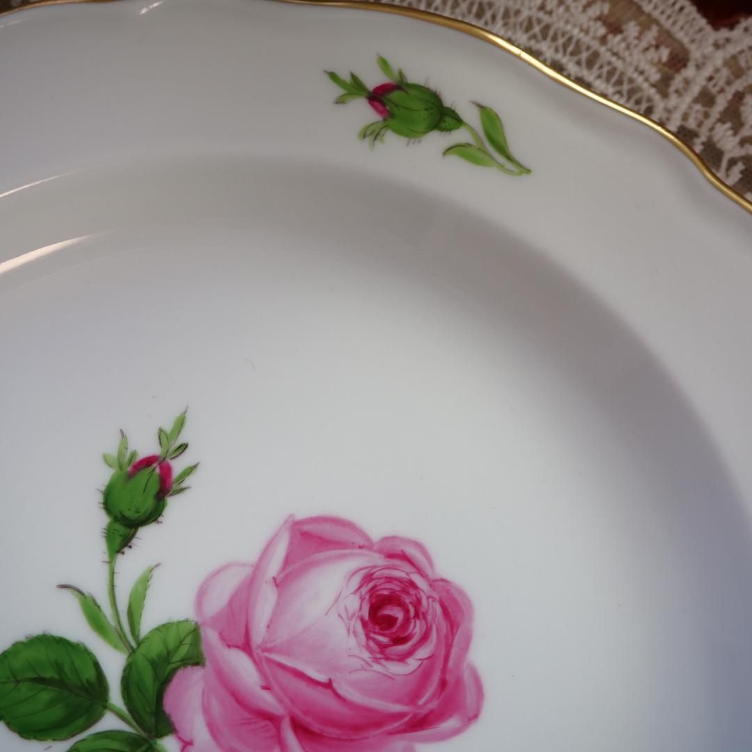 ●美品＊マイセン　ピンクローズ　マイセンのバラ　デザートプレート　18cm 1 マイセン マイセンのバラ（ピンク） サービスプレート 020110/00478